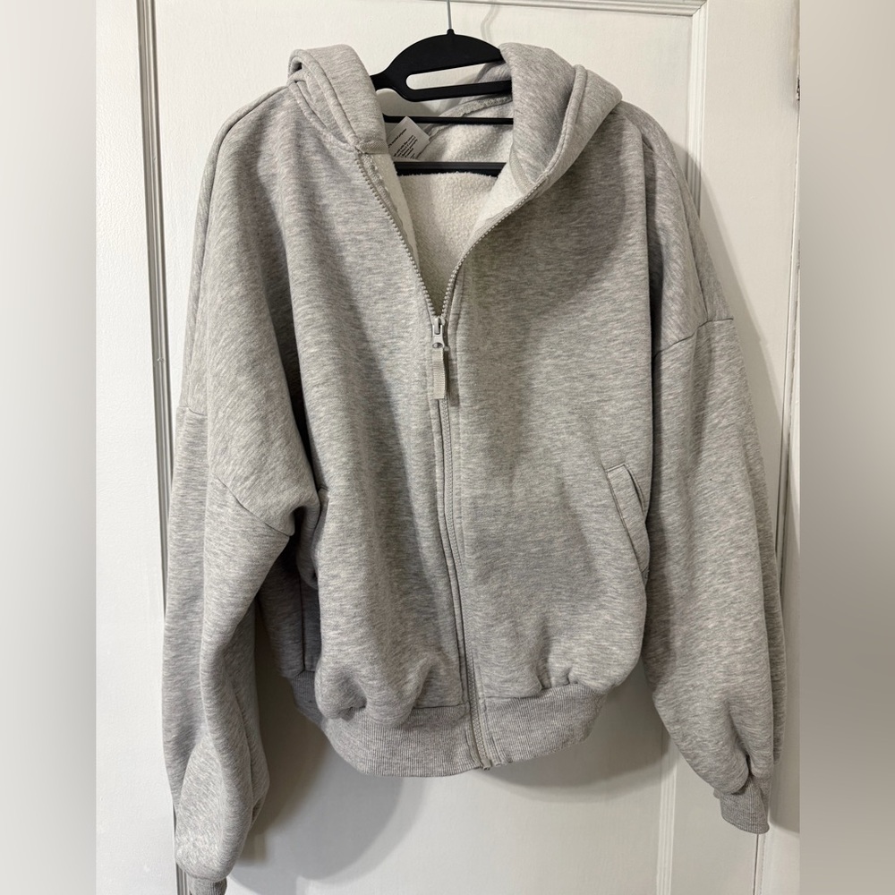 Cozy Light Gray Zip-Up Hoodie